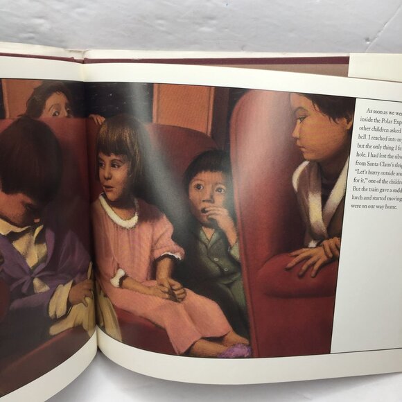 Vintage 85 The Polar Express Hardcover Book Chris Van Allsburg Christmas Classic - Picture 7 of 9